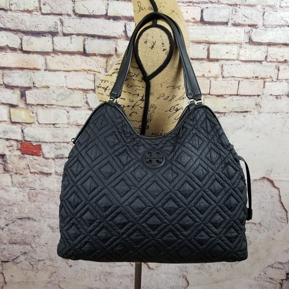 Tory Burch Marion Black Nylon Large Baby Bag